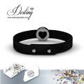 Destiny Jewellery Crystal From Swarovski Heart Leather Bracelet